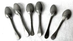 J198  Set of 6 matching Pewter Spoons