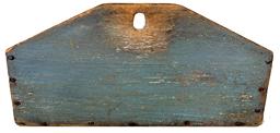 RM1358 Early 19th century Pennsylvania Wall Box in the original blue paint, square head nail construction, withwonderful worn surface on the interior. Measurement are: 5 1/4" tall 11" wide x 5" deep