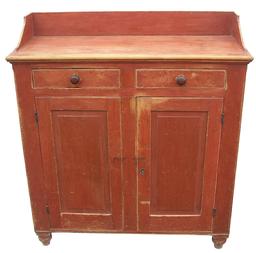 W450 19th century Lancaster county Pennsylvania Jelly Cupboard with the original red paint