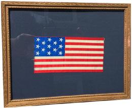 D333 Silk 13 Star US Flag 1866-90. . Framed in a gold frame.