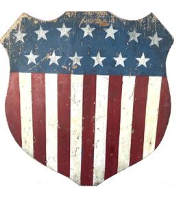 RM880 RARE 19TH CENTURY PATRIOTIC PAINTED FLAG SHIELD SIGNED ON BACK H.W. BAKER  HARRISBURG  PENNSYLVANIA CIRCA 1876