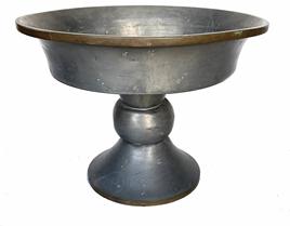G707 Pewter Compote probably 1870-90's.  Simple form, with no markings, hollow base which is weighted.  Measurements: 11" diameter x 8" tall