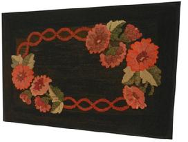 X420 Early 20th century Hooked Rug from Concord New Hampshire, professional framed and mounted