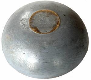 C447 19th century lathe turned wooden Bowl with the original pewter gray color paint no cracks chips or breaks
