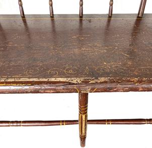 G252 Early 19th century beautiful   American carved wood and painted bench
