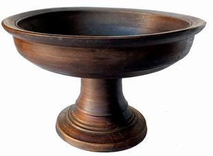 G221 19th century wooden turned Compote . The original untouched surface is just wonderful Notice the shaped stem, beautifully turned bowl