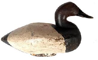H163 Canvasback Decoy attributed to James/Frank Cockey - re-painted. Original iron keel in tact.