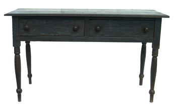 X23 Early 19th century Pennsylvania  Country Server, with the original dark blue/ gray paint, two dovetailed drawers, mixed woods