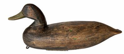 *SOLD* H204 Early Black Duck Decoy carved by Doug Jester of Chincoteague, Virginia. Circa 1920�s