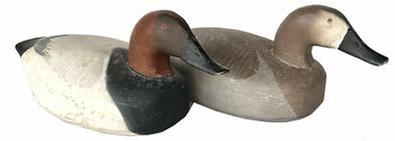 H281 Pennsylvania Upper Susquehanna Flats pair of canvasback Decoys unknown carver painted by Captain Harry Jobes Late 1960�s - 1970's.