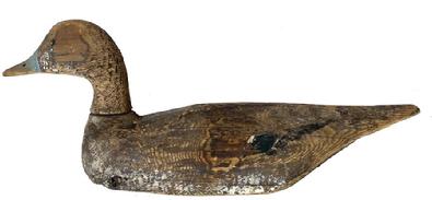 **SOLD** G113 Lloyd Tyler Turned-head Pintail Drake Decoy, Crisfield, Maryland, 1926, with original surface, , (imperfections), long. 18 3/4 �, scattered paint loss, from normal wear and use, a few spots on the top of head show more wear; 