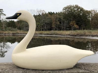 *SOLD* A509 Easter Shore Maryland full size white Swan by A.J. Watson , original paint,   28" long x 18" tall x 9" wide