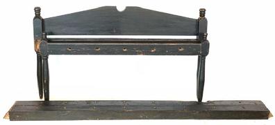 G8 19thc Hired hands Rope Bed with original black paint. This amazing simple form rope bed was found in the state of Maine 1800-1820. It has wonderful form and great old patina. This rope bed is in amazing condition.