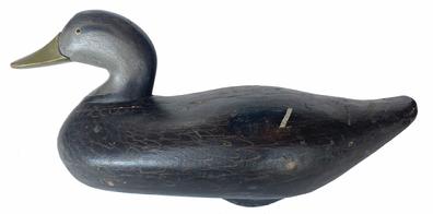 G363 Early Madison Mitchell Black Duck signed and dated 1954, all original paint with single nail weight. 