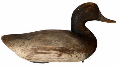 H143 Early James Holly Bluebill Decoy in it's original dry paint.  JAMES HOLLY (HAVRE DE GRACE, MARYLAND, 1855 - 1935)
