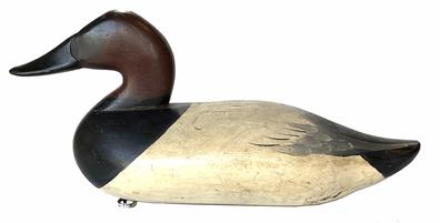 H984 Early Canvasback Drake decoy carved by Charlie Joiner (1921-2015) of Chestertown, MD.