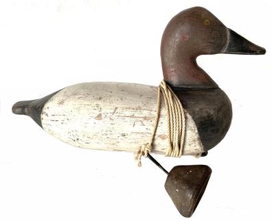 RM1330 Rare Charles Barnard (1876-1958) Canvasback Drake decoy from upper Chesapeake Bay, 100% original paint with rigging. Decoy was from the Gabler rig