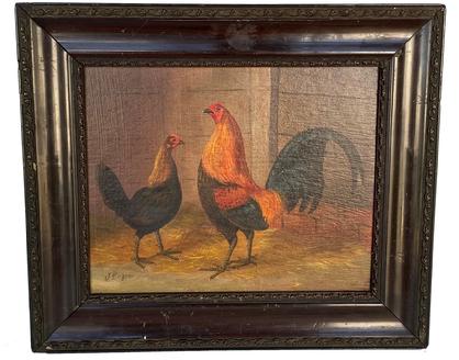 G686 Oil painting of chickens