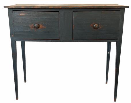 SB19 Wonderful Southern handmade Huntboard / Sideboard in blue paint from North Carolina. This recreation of a Huntboard is made just like they were made in the 1800�s with period materials, tall tapered legs and square head nailed construction. Measurements: 50 ¼� wide x 20 7/8� deep x 44� tall. (29� from apron to floor) 