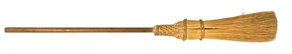 M167 Handmade Hearth Broom with hand-hewn handle and intricately woven top. Before 1797, brooms in America were homemade. Tree branches were often used to sweep the floor and clean the ashes from the fireplaces. Sometimes crude brooms were fashioned by tying something on a stick or handle � such as straw, hay, fine twigs or corn husks. This is a fine example of a handmade broom, from a private collection in Pennsylvania.  Great condition with wonderful patina. Overall length: 44 &frac12;�. 