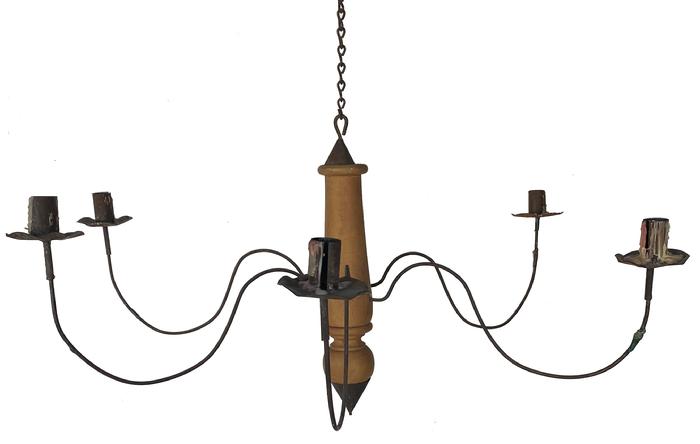 F277 Chandelier painted wood and ti n  14 1/2 x 30"