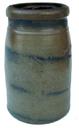 T349 Western Pennsylvania Wax Sealer, circa 1870 straight- sided jar with slightly tapered sides, decorated with four bands Measurements are: 8" tall