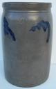 U183   Cobalt decorated stoneware Jar attributed to Peter Herman circa 1860 stamped 1 gallon 10 1/2 " tall