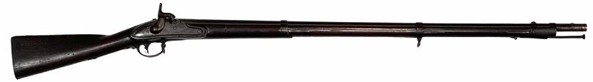 RM1429  Early Civil War style H&P conversion musket. Hewes & Phillips initially altered muskets for the state of New Jersey, and later did so for the US Ordnance Dept utilizing a modernized bolster for the US. This is one of the 7,000 1861 New Jersey muskets, also known as the Type I H&P. This utilizes a chambered breech and has a bolster with a clean out screw. H&P charged the state of New Jersey $2.95 per musket. Overall Very Good condition. 100% original, 100% complete, mechanically perfect. The steel is very pretty with a smooth chocolate patina. The lock is marked Springfield 1838. Stock edges are strong and there is a visible cartouche. Neatly stamped into the butt stock is McDOWELL which is probably the name of the GAR Post that had possession of this musket after the war.