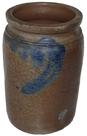 X4 Wax sealer Storage crock Brush decorated unmarked Crock ,  Ca. 1850-1860   6 1/2" tall