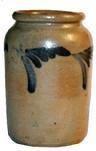 **SOLD** T324 Brush decorated unmarked Crock , Pennsylvania , Ca. 1850-1860 7" tall